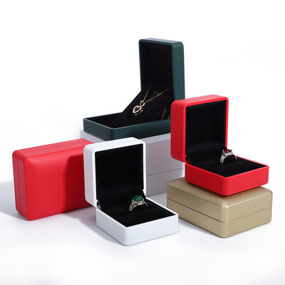 Custom Logo Dark Blue Hanhong Leather LED Jewelry Box с световым и шелковым экраном