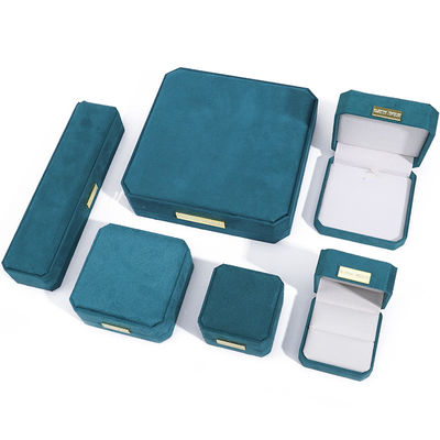 Восьмиугольная бархатная ювелирная коробка настраиваемая ювелирная коробка в зелёном цвете с золотым пятном