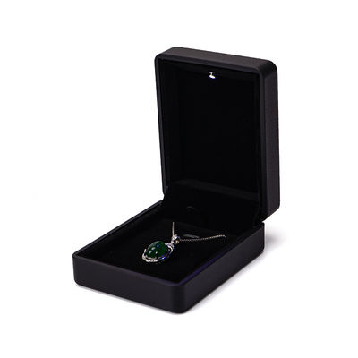 Hanhong Custom Ring Box с легким 6,5*6,5*4,5 см Размер Черная кожа и бархатный материал