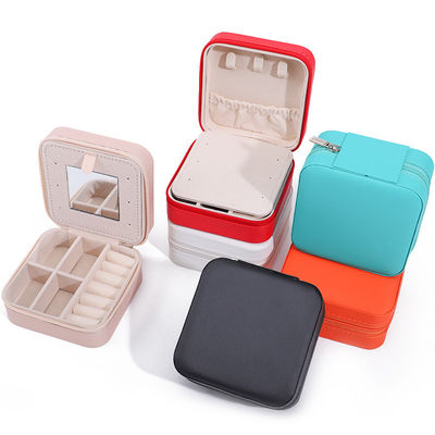 Купить Custom Logo Travel Portable Square Storage Коробка для ювелирных изделий с зеркалом из PU кожи online manufacture