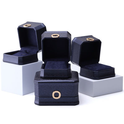 11*11*6 см Кожаная ювелирная коробка Hanhong Square Necklace Ring Box с металлическим голубым роскошью