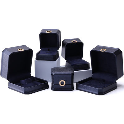 11*11*6 см Кожаная ювелирная коробка Hanhong Square Necklace Ring Box с металлическим голубым роскошью