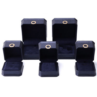 11*11*6 см Кожаная ювелирная коробка Hanhong Square Necklace Ring Box с металлическим голубым роскошью