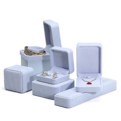 Настраиваемая высококачественная бархатная шкатулка ручной работы серого цвета для упаковки ювелирного набора