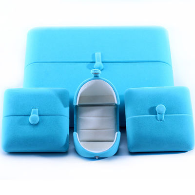 Sky Blue Velvet Hanhong Custom Logo Jewelry Packaging Box for Bracelet Earrings Gift (Небесно-синий бархатный Ханхонг) Коробка для упаковки ювелирных изделий для браслетов
