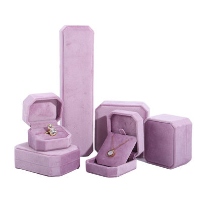 Коробка для ювелирных изделий с бархатным логотипом для Hanhong Pink Necklace Bracelet Ring Packaging