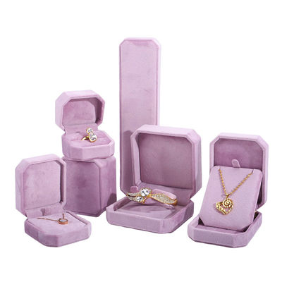 Коробка для ювелирных изделий с бархатным логотипом для Hanhong Pink Necklace Bracelet Ring Packaging