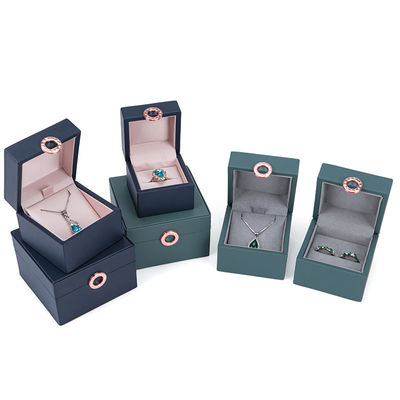 Голубая четырехлистная клевер Luxury PU Leather Jewelry Box с пользовательским логотипом и горячей штампочкой