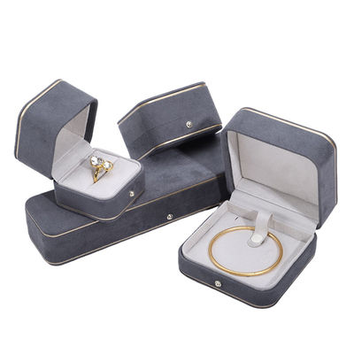 Горячее штампование логотипа Hanhong Gray Custom Jewelry Box for Necklace Bracelet Earrings