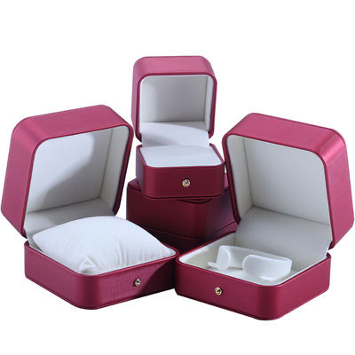 Hanhong Custom Red PU Leather Jewelry Packaging Box for Wedding Necklace Earrings Ring (Ханхунг) - специальная красная PU кожаная ювелирная коробка для брачных ожерельев и сережек