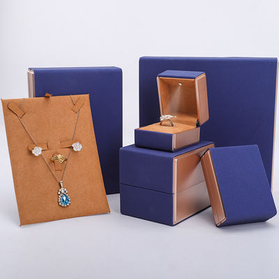 19x19x4cm Синий бархатный PU кожаный ювелирный подарочный ящик с светодиодным светом и бархатной подкладкой