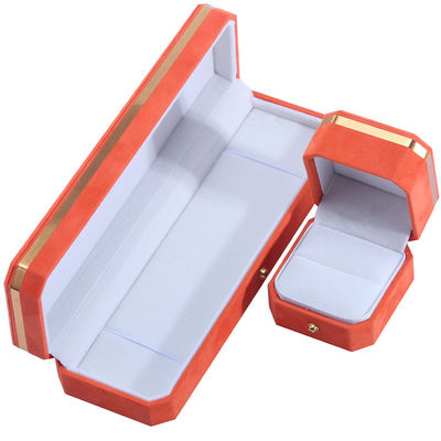 Пакет ювелирных изделий для свадебного ожерелья, серьги и кольца Hanhong Custom Orange Velvet Box