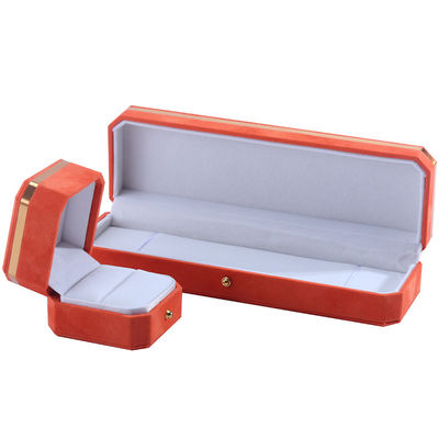 Пакет ювелирных изделий для свадебного ожерелья, серьги и кольца Hanhong Custom Orange Velvet Box