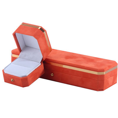 Пакет ювелирных изделий для свадебного ожерелья, серьги и кольца Hanhong Custom Orange Velvet Box