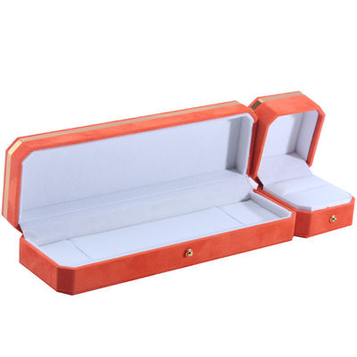 Пакет ювелирных изделий для свадебного ожерелья, серьги и кольца Hanhong Custom Orange Velvet Box