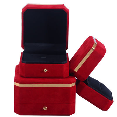 OEM ODM Ручная ювелирная коробка Custom логотип красный бархатная ювелирная коробка с золотым краем