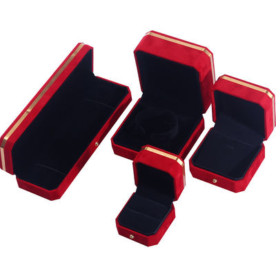 OEM ODM Ручная ювелирная коробка Custom логотип красный бархатная ювелирная коробка с золотым краем