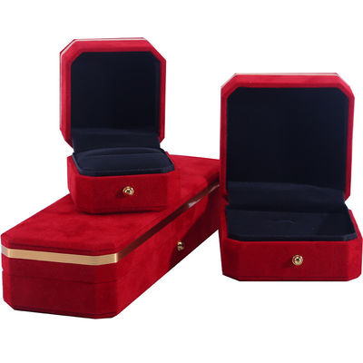 OEM ODM Ручная ювелирная коробка Custom логотип красный бархатная ювелирная коробка с золотым краем