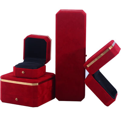 OEM ODM Ручная ювелирная коробка Custom логотип красный бархатная ювелирная коробка с золотым краем