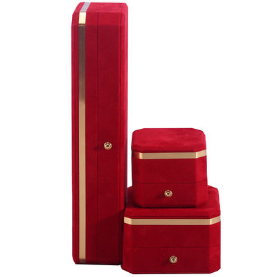 OEM ODM Ручная ювелирная коробка Custom логотип красный бархатная ювелирная коробка с золотым краем