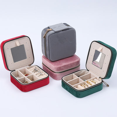 Высококачественный гладкий ювелирный шкатулка для хранения мягкий бархатный ювелирный организатор для путешествий со зеркалом