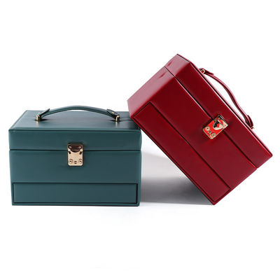 Портативный PU кожаный ювелирный ящик с многофункциональным зеркалом