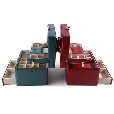 Портативный PU кожаный ювелирный ящик с многофункциональным зеркалом