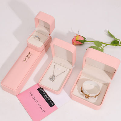 Настраиваемая шкатулка для ювелирных изделий с логотипом, высококачественная ручная работа, розовая кожаная коробка для упаковки ювелирных изделий