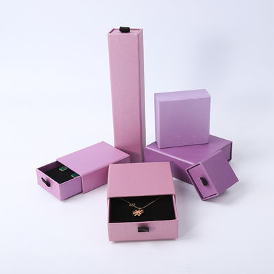 Прямоугольная шкатулка для украшений, экологичная, квадратная, бумажная, фиолетовая, с выдвижным ящиком, шкатулка для ювелирных изделий