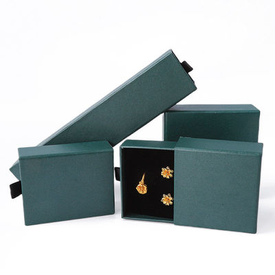 Прямоугольная шкатулка для украшений, экологичная, квадратная, бумажная, зеленая, с выдвижным ящиком, шкатулка для ювелирных изделий