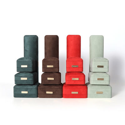 Восьмиугольная бархатная шкатулка для ювелирных изделий, настраиваемая откидная шкатулка для ювелирных изделий с золотой нашивкой