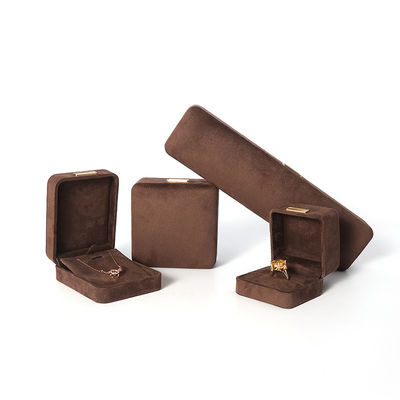 Восьмиугольная армейская коричневая бархатная ювелирная коробка настраиваемый флип ювелирная коробка с золотым пластом