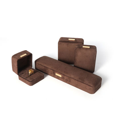 Восьмиугольная армейская коричневая бархатная ювелирная коробка настраиваемый флип ювелирная коробка с золотым пластом