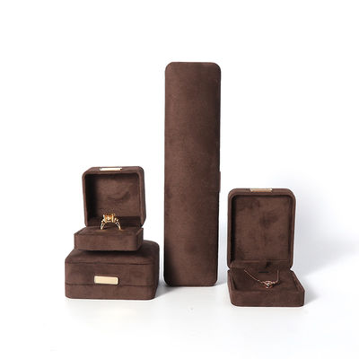 Восьмиугольная армейская коричневая бархатная ювелирная коробка настраиваемый флип ювелирная коробка с золотым пластом