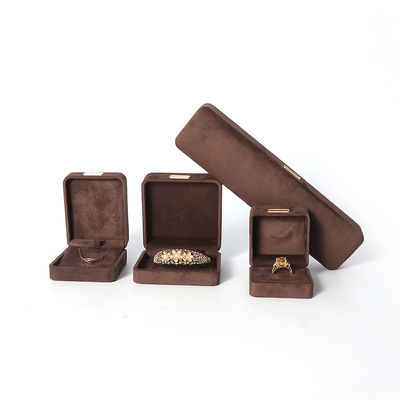 Восьмиугольная армейская коричневая бархатная ювелирная коробка настраиваемый флип ювелирная коробка с золотым пластом