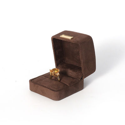 Восьмиугольная армейская коричневая бархатная ювелирная коробка настраиваемый флип ювелирная коробка с золотым пластом