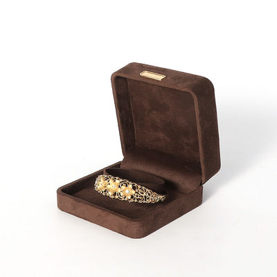 Восьмиугольная армейская коричневая бархатная ювелирная коробка настраиваемый флип ювелирная коробка с золотым пластом