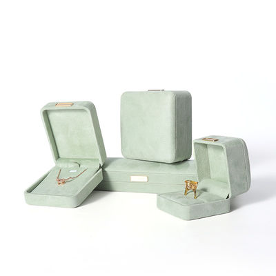 Восьмиугольная шкатулка для драгоценностей из светло-зеленого бархата, настраиваемая откидная шкатулка для драгоценностей с золотой нашивкой