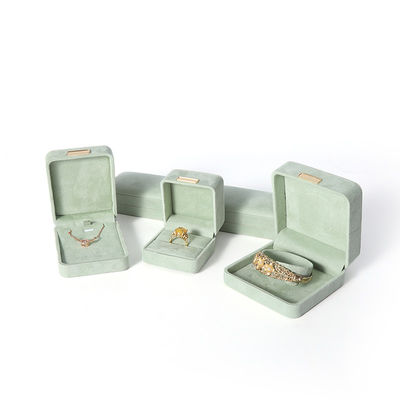 Восьмиугольная шкатулка для драгоценностей из светло-зеленого бархата, настраиваемая откидная шкатулка для драгоценностей с золотой нашивкой