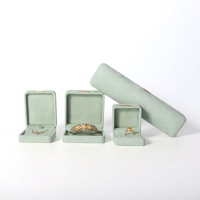 Восьмиугольная шкатулка для драгоценностей из светло-зеленого бархата, настраиваемая откидная шкатулка для драгоценностей с золотой нашивкой