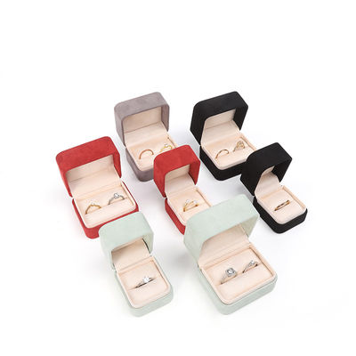 Квадратная красная бархатная шкатулка для ювелирных изделий, кольца, настраиваемая упаковка для ювелирных изделий