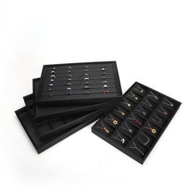 настраиваемая роскошная черная кожа ювелирные тарелки OEM ювелирные тарелки дисплей для кольца браслет ожерелье