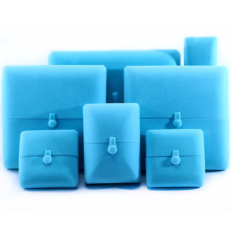Sky Blue Velvet Hanhong Custom Logo Jewelry Packaging Box for Bracelet Earrings Gift (Небесно-синий бархатный Ханхонг) Коробка для упаковки ювелирных изделий для браслетов