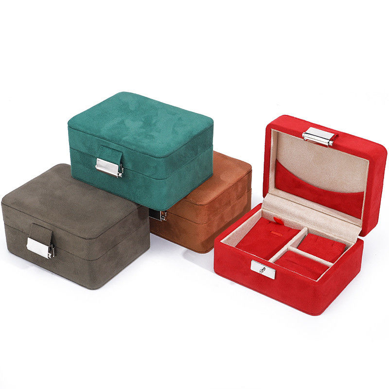 Ручной работы Custom Logo Velvet Jewelry Box для путешествий Ожерелье и кольцо для хранения