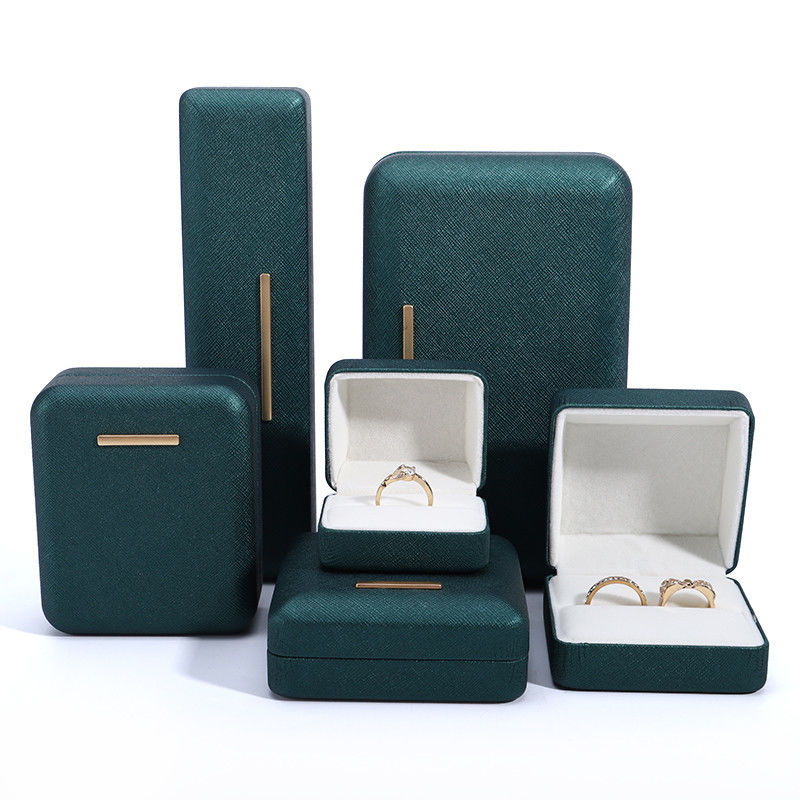 Hanhong Green PU Leather Velvet Jewelry Box для индивидуального логотипа и роскошной упаковки