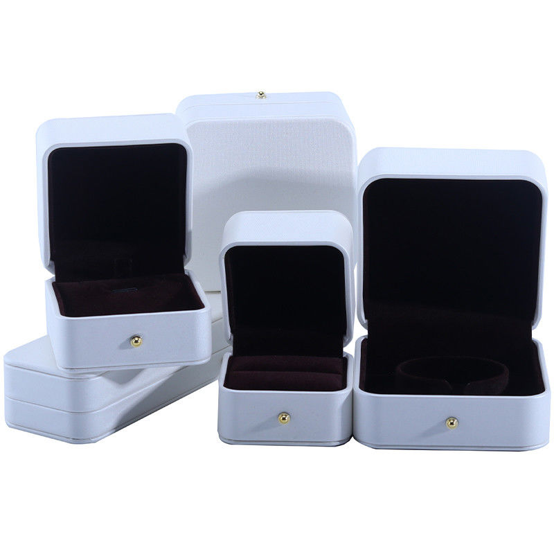 Белый PU Leather Jewelry Packaging Box for Wedding Necklace Earrings Ring 9.5*9.5*6 см.