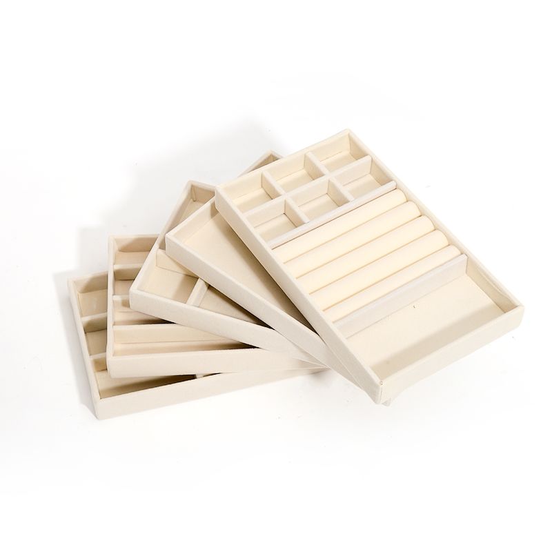 настраиваемые роскошные бежевые бархатные ювелирные тарелки OEM ювелирные тарелки дисплей для кольца браслет ожерелье