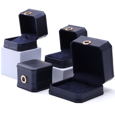 11*11*6 см Кожаная ювелирная коробка Hanhong Square Necklace Ring Box с металлическим голубым роскошью