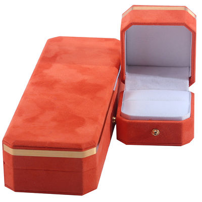 Пакет ювелирных изделий для свадебного ожерелья, серьги и кольца Hanhong Custom Orange Velvet Box